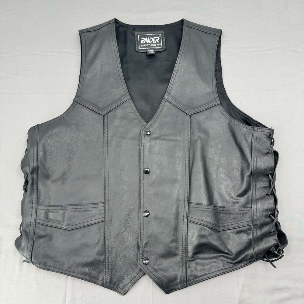 Rader Quality Since 1971 Men's Black Leather Motorcycle Biker Vest XXL